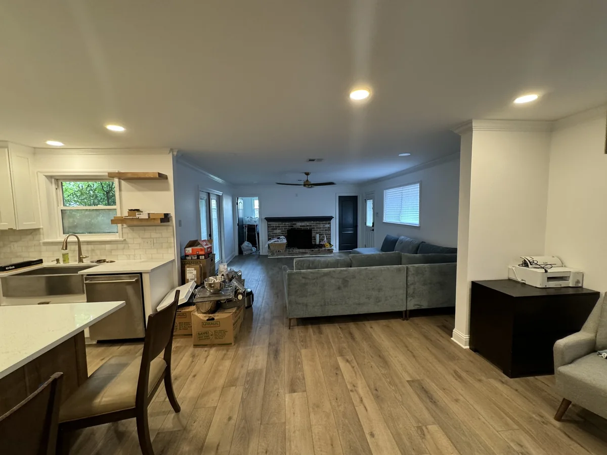 Kitchen opening into the living area